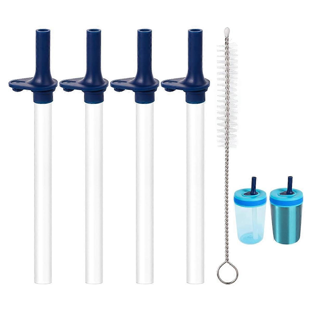 4PCS Replacement Straws with Bite Valve for Zak DesignsKelso 15 OZ, with 1 Brush Reusable Kids Cup