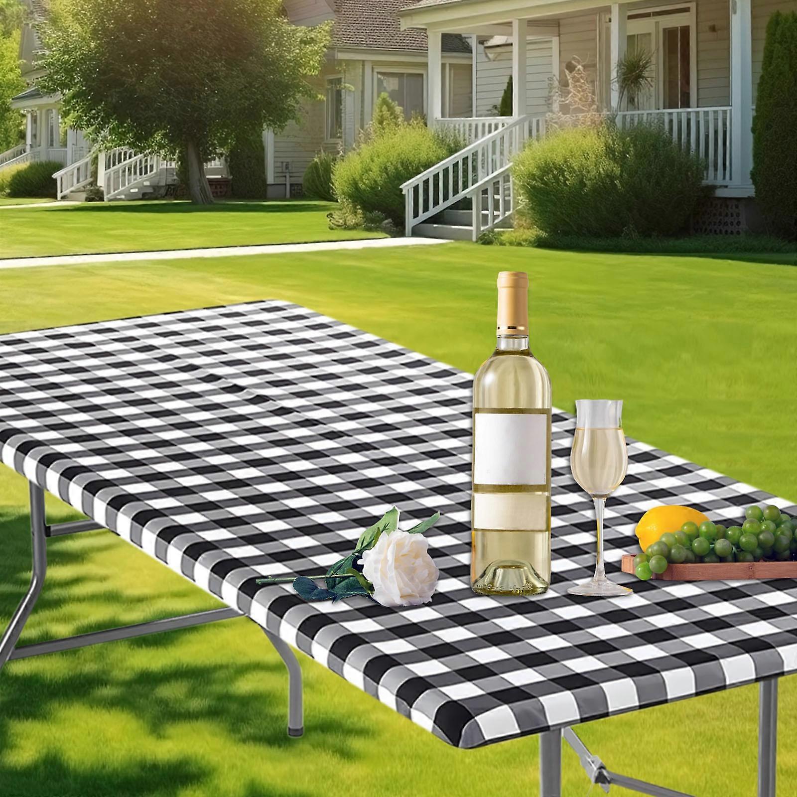PVC Convenient Outdoor Courtyard Table Cover Picnic Tablecloth Printed Elastic Table Cover FLYE4277