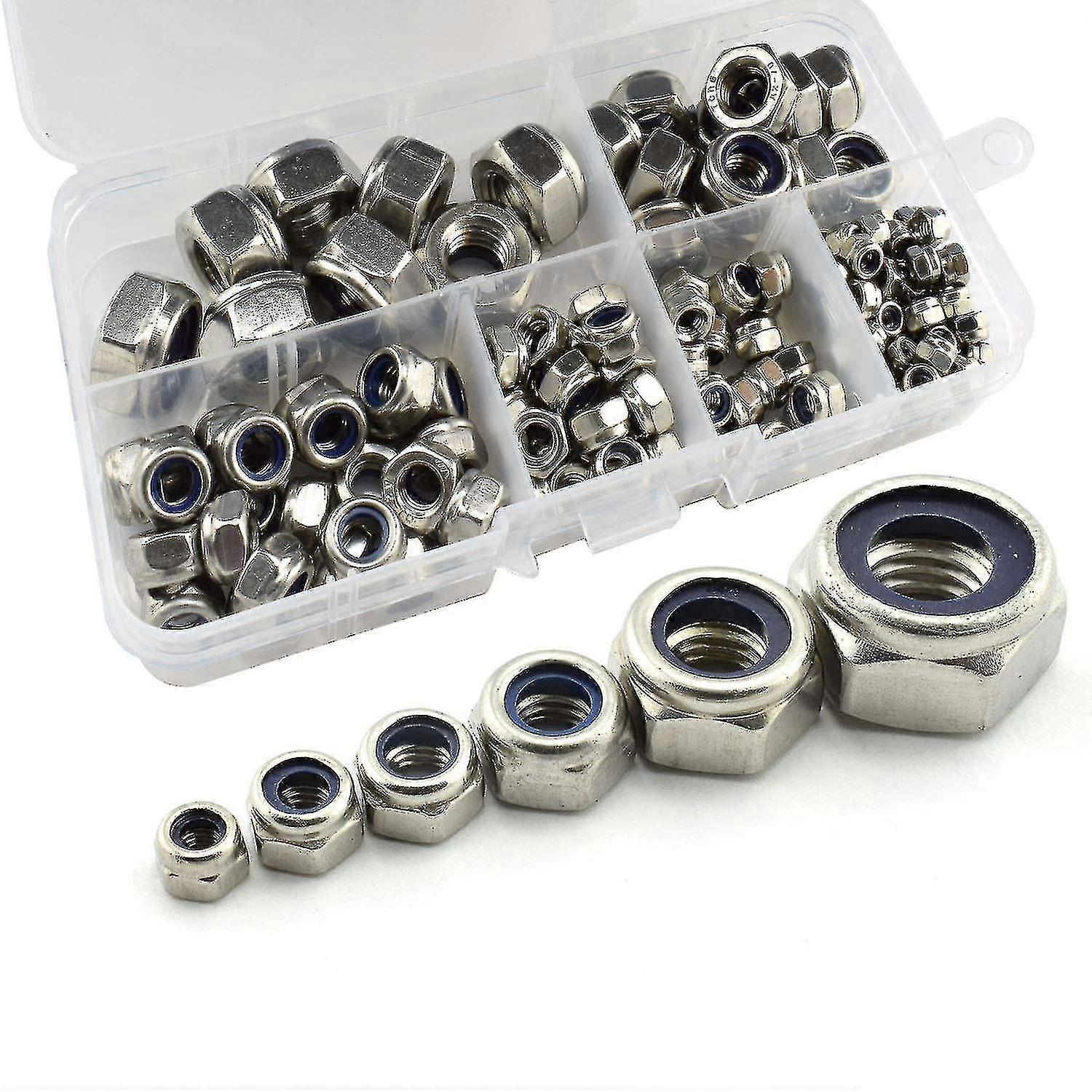 Compatible With150pcs 304 Stainless Steel Lock Nut Nylon Insert M3 M4 M5 M6 M8 M10