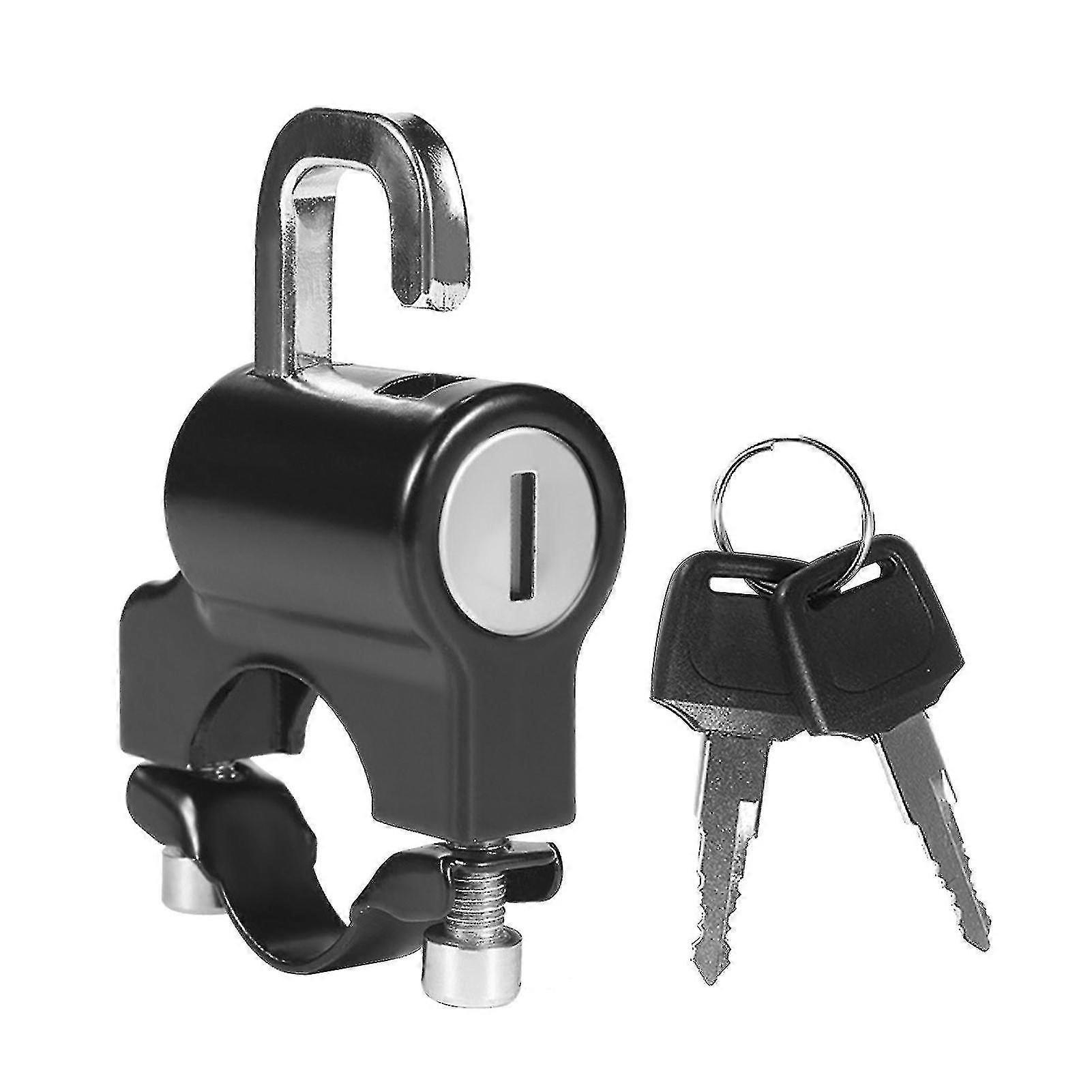 Universal Motorcycle Helmet Lock Anti-theft Helmet Safety Lock Metal 22mm-26mm Black With 2 Keys