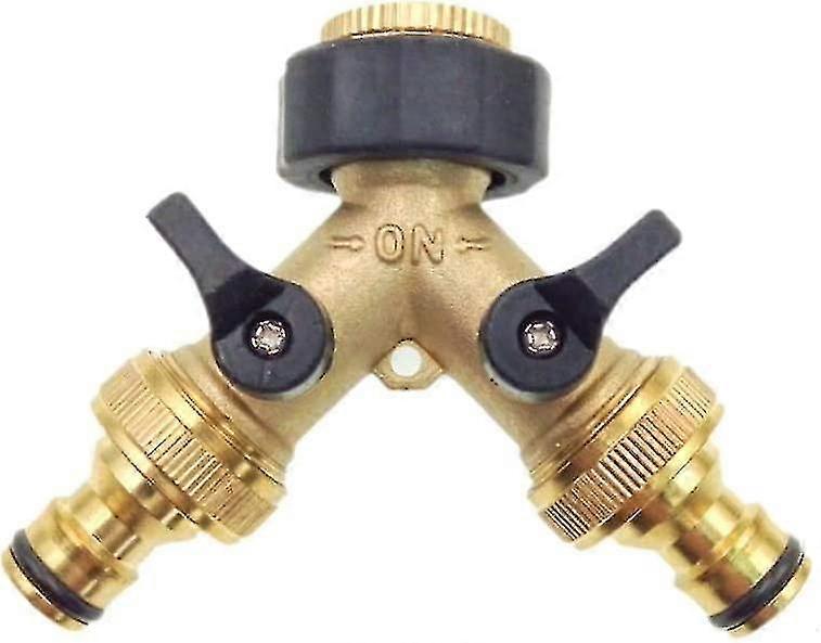 Brass 2 Way Tap Connector Adapter Double Tap Garden Tap Adapter With Individual On/off Valves For Home Kitchen