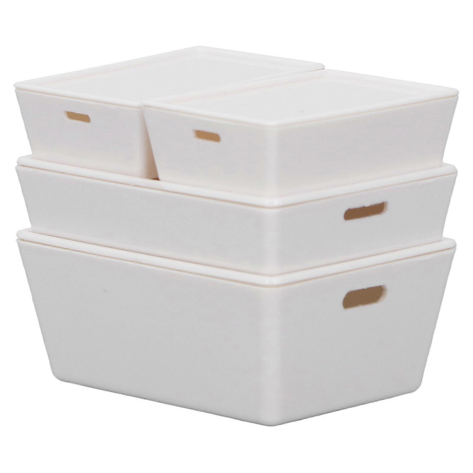 4PCS Dollhouse Storage Box Excellent Detail Fine Workmanship ABS Acrylic 1:12 1:6 Mini Stackable Container White