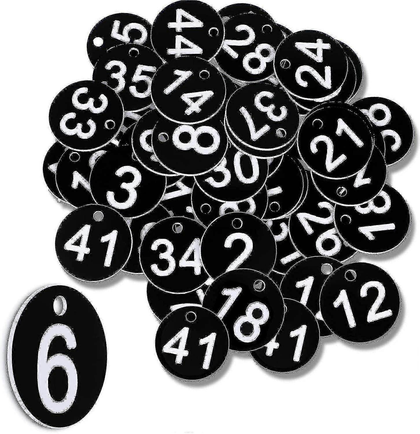 Svart nummer Tags 1-50 plast nummererte tokens plast tabellnumre nummerert