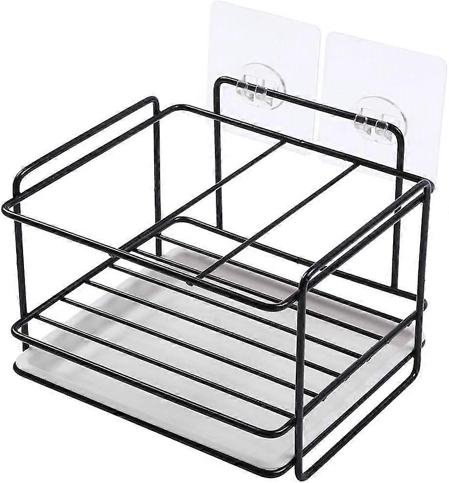 kitchen sponge holder, sink basket, kitchen sink organizer, wall mounted storage design,(black)