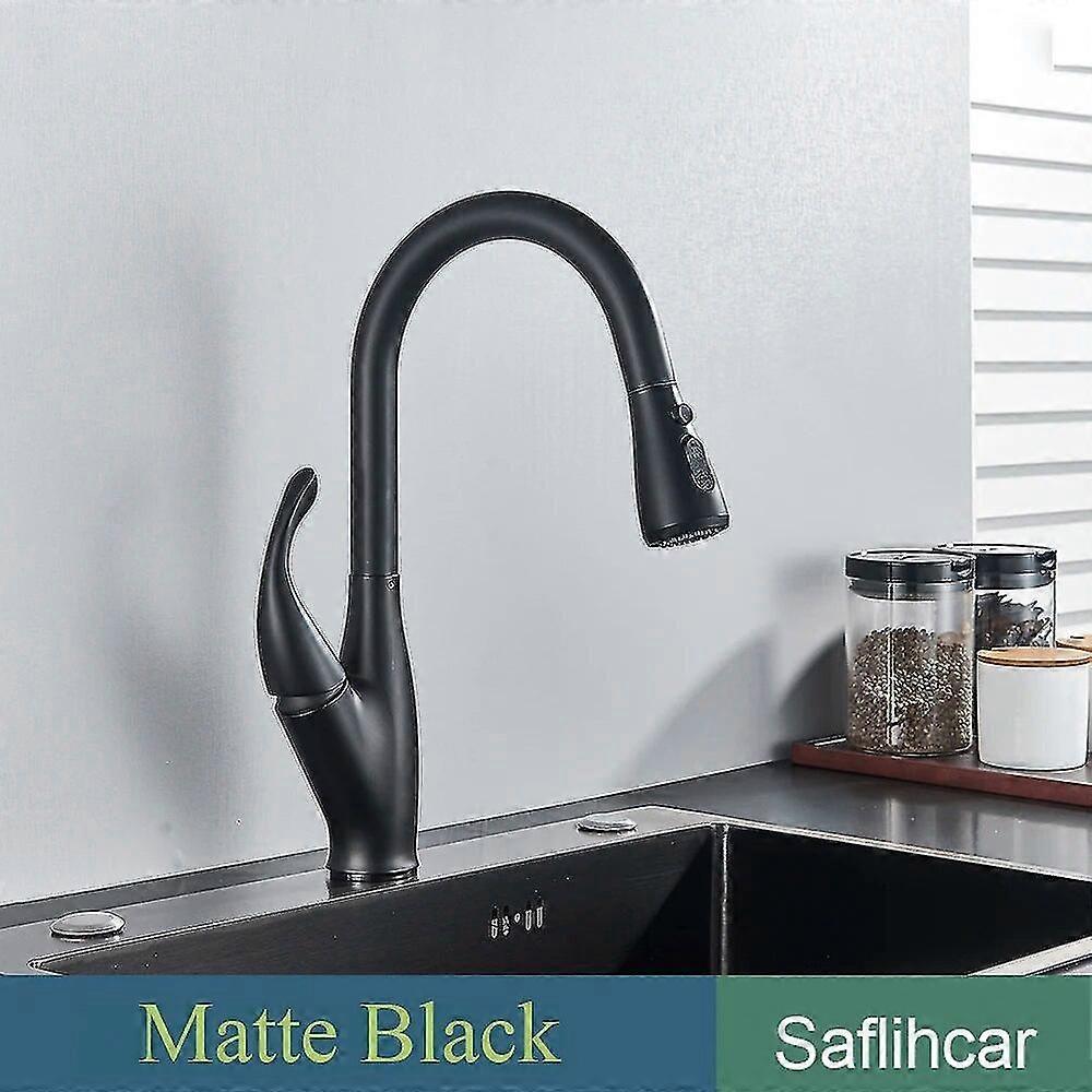 Exquisite Matte Black Touch Sensor Kitchen Faucets Smart Induction Touch Control Mixed Tap Sensitive 360  Rotatble Pull Out  Sink Taps