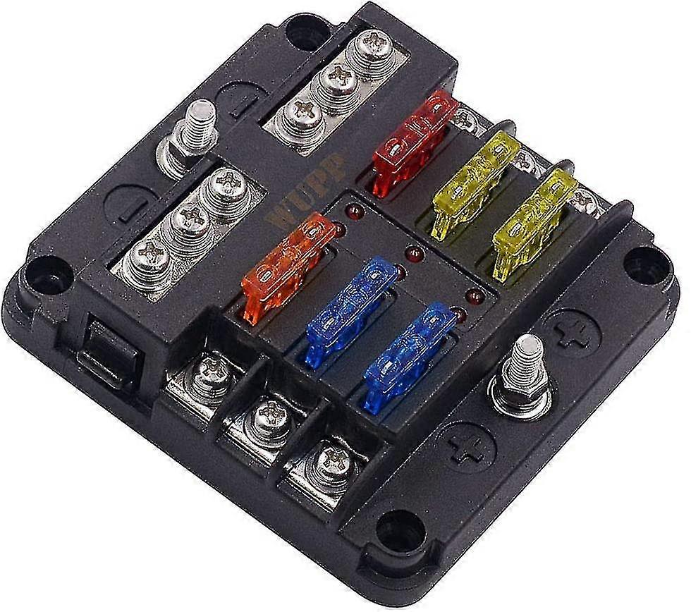 12 Volt Fuse Block, Waterproof Boat Fuse Panel With Led Warning Indicator Damp-proof Cover