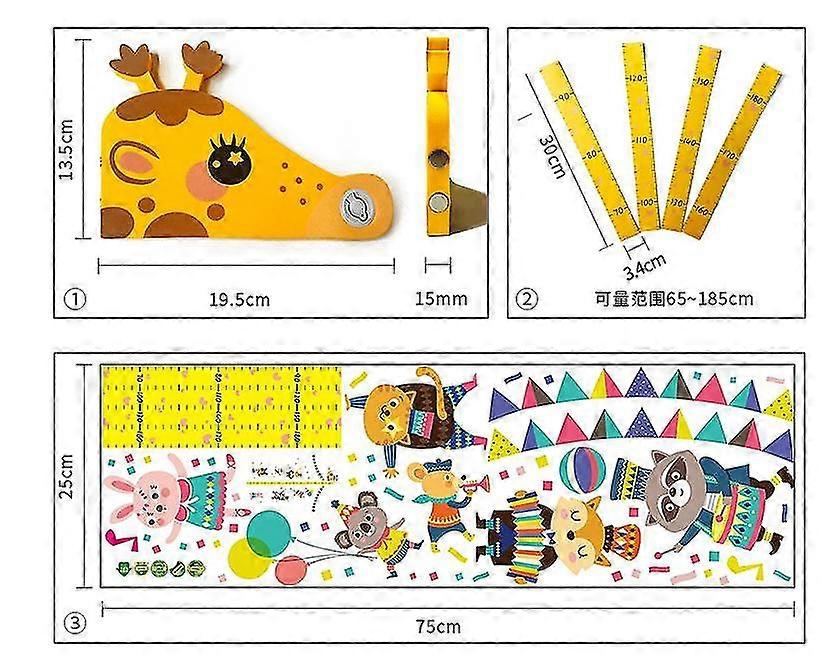 3d Stereo Giraffe Growth Chart Height Ruler Writable Measurement Removable Eva Header Portable Wall Stickers Decals Childrens Room,height Chart For Ki
