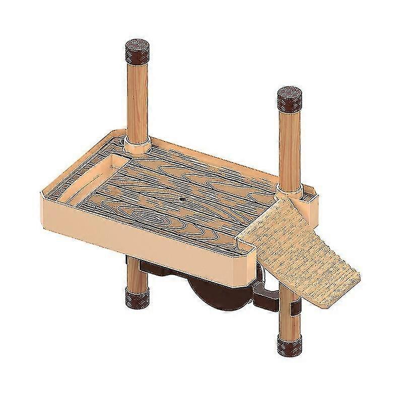 Turtle Drying Platform, Automatic Floating Turtle Dock With Ramp, Semi-aquatic Aquarium Decoration, Small (1 Piece, Wood Color)