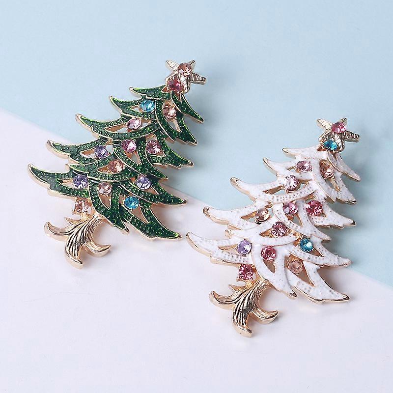1set of 2pcs Christmas Tree Shape Brooch