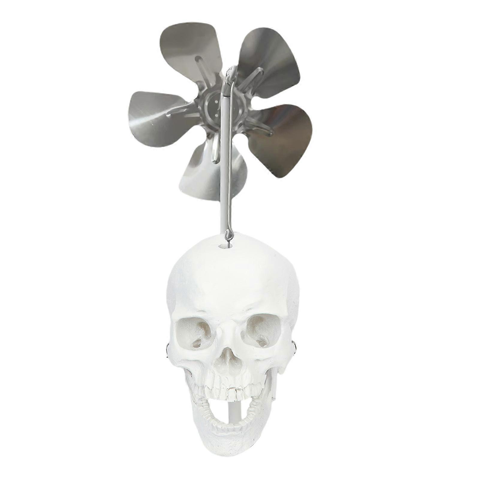 Skull Wind Spinner Halloween Skeleton Head Whirligig DIY Color Metal Windmill Spooky Yard Decorations Weather-Resistant Resin Sculpture for Garden Pat
