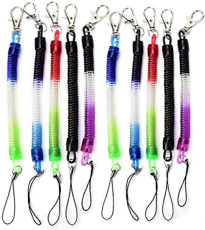 10 pezzi Primavera Corda Portachiavi Colorful Spring Stretchy Coil Cord Strap