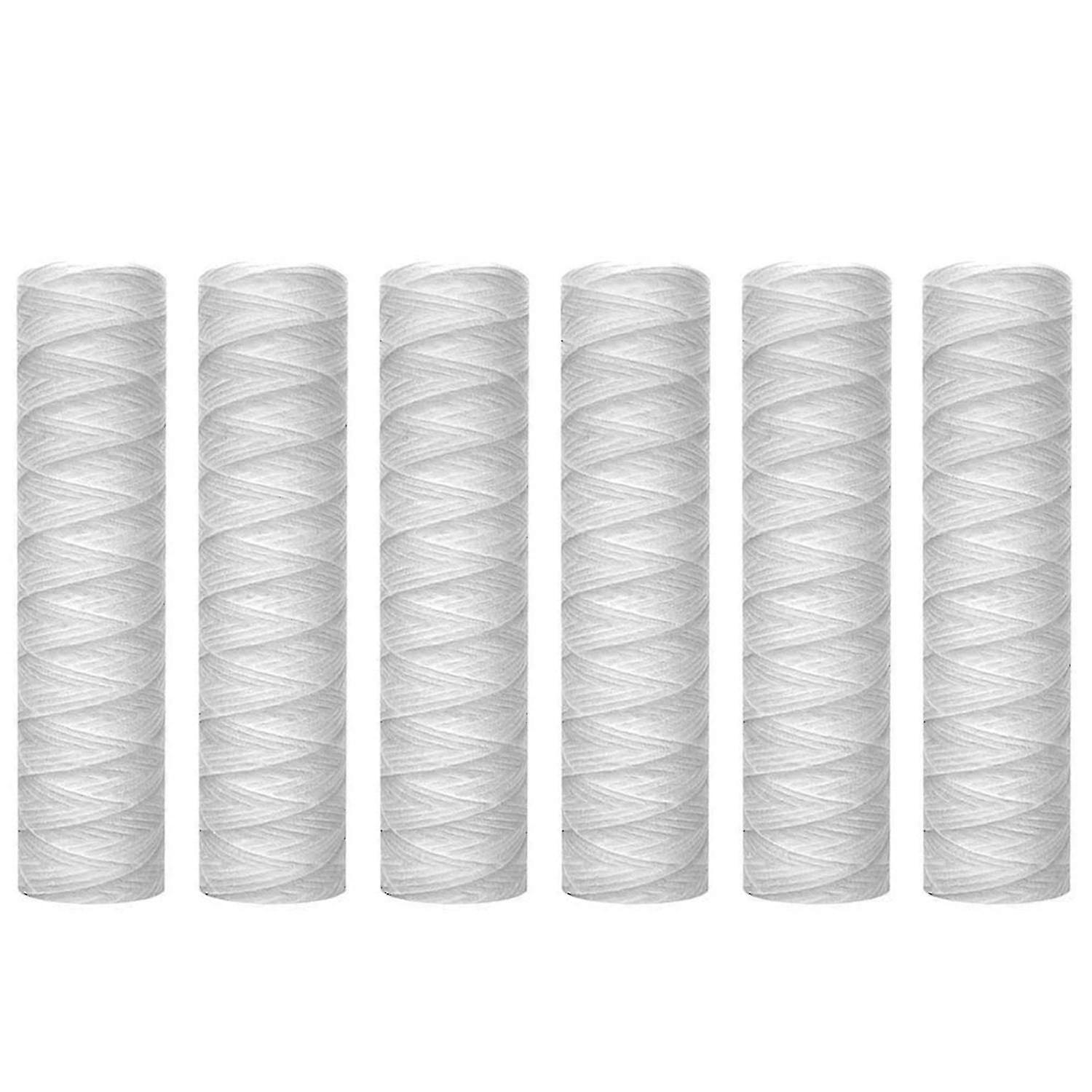 10 Micron 10" X 2.5" String Wound Sediment Water Filter Cartridge,6pack,whole House Sediment Filtration, Universal