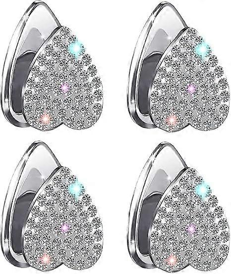 Mask Hooks for Car Adhesive Hooks, 4Pack Rhinestone Cute Car Mini Hooks for Mask Hanger Car Hooks for Keys Bling Heart Hooks for Car Bling Accessorie