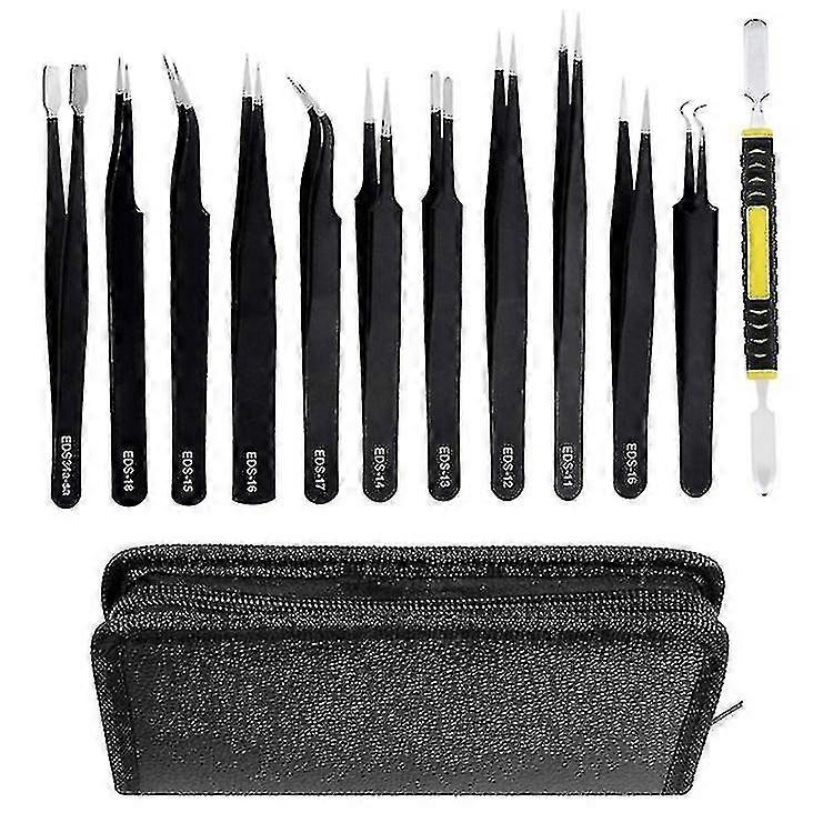 Anti-static Tweezers Precision Esd Tweezers Maintenance Tools Kit, For Electronics Repair 12 Pcs