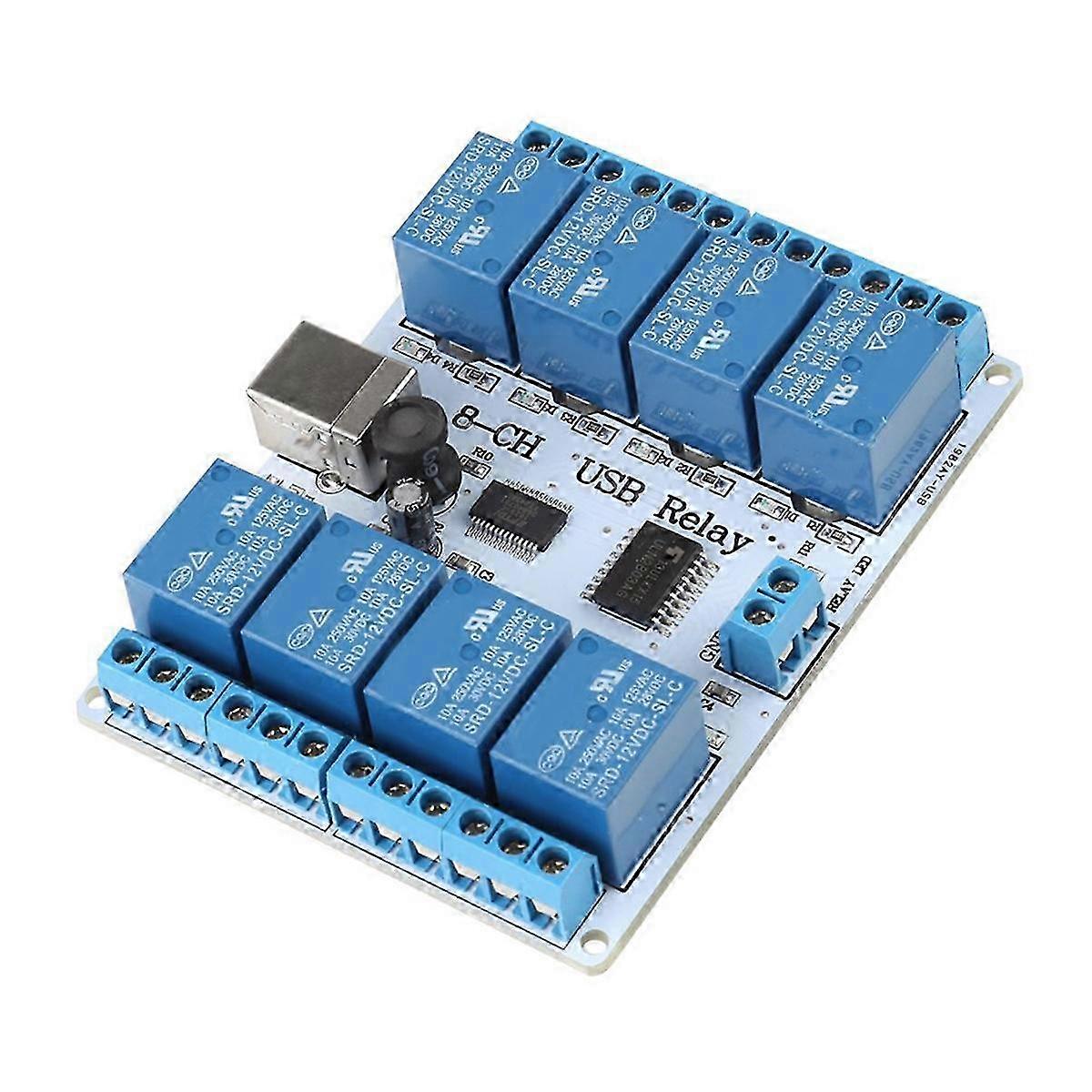 12V USB-relækort 8-kanals 12VDC Type-B USB-relækort Modulcontroller til automatisering Robotteknologi