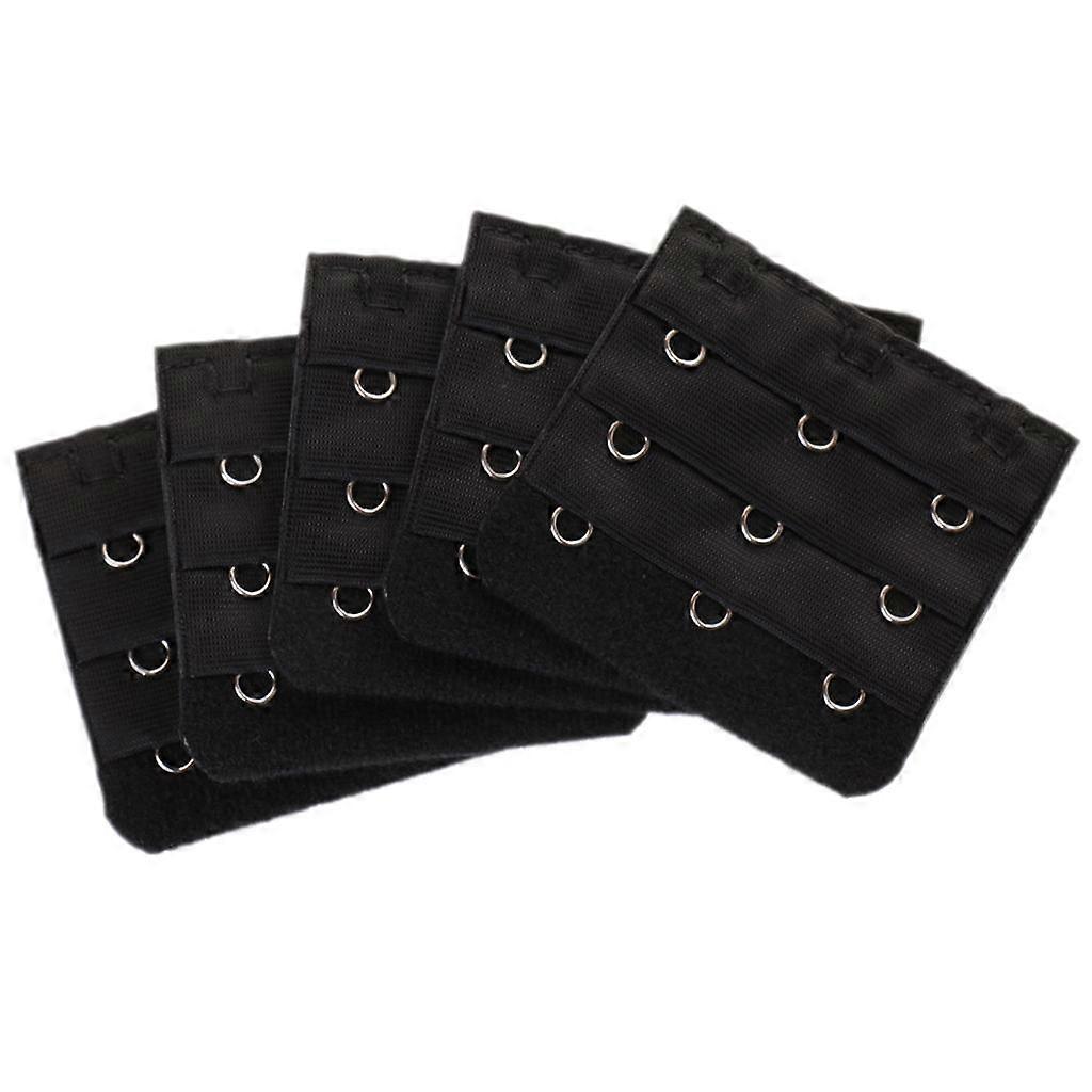 3x5pcs Elastic Bra Strap Extension Bra Extenders 3x 3 Hook Negro