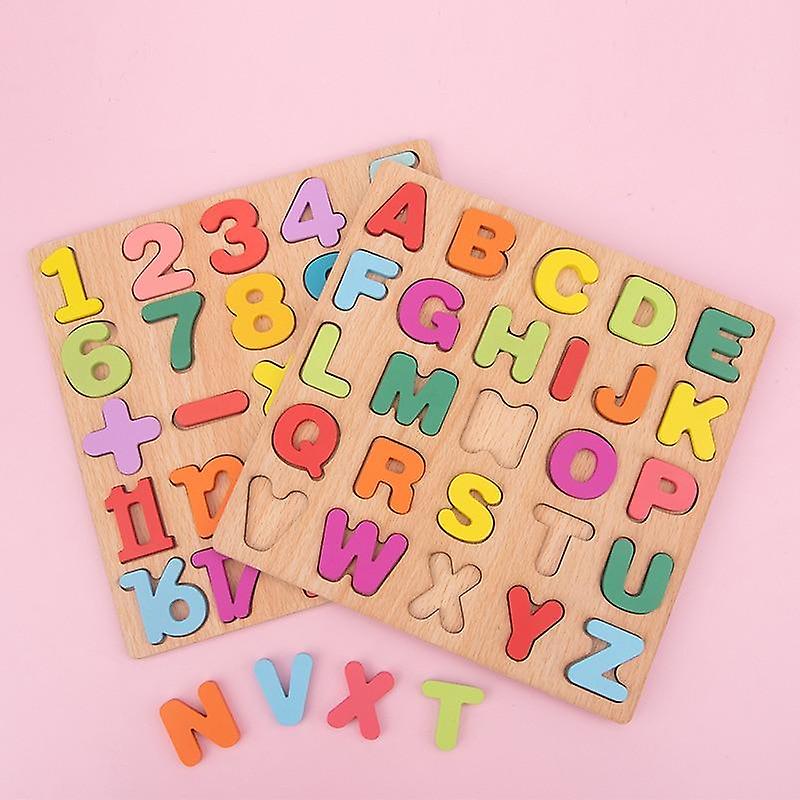 20*20Cm Wooden Puzzle Toys Board Alphabet Number 3d Puzzles Kids Early ...