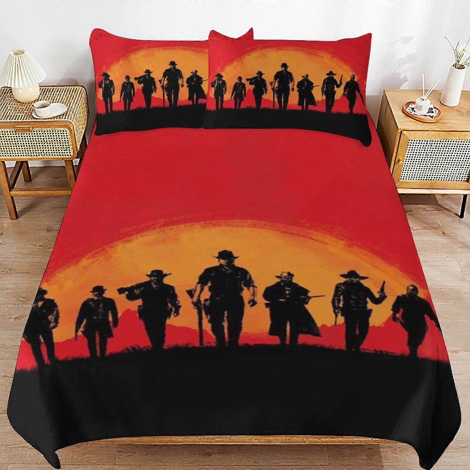 Bedding set GD260 Red Dead Redemption Comforter Set 3 Pieces Quilt Cover Set Soft Bedding Sets for All Seasons (1 Comforter  2 Pillowcases) HZ260