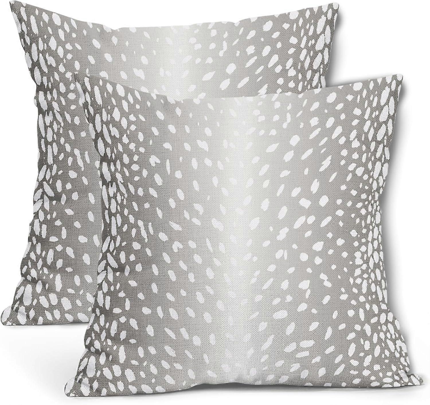 アンテロープ枕カバー18X18インチグレートープフェイク鹿鹿動物プリント装飾枕ケースモダンニュートラルコットンリネンスロー枕2FAのセット