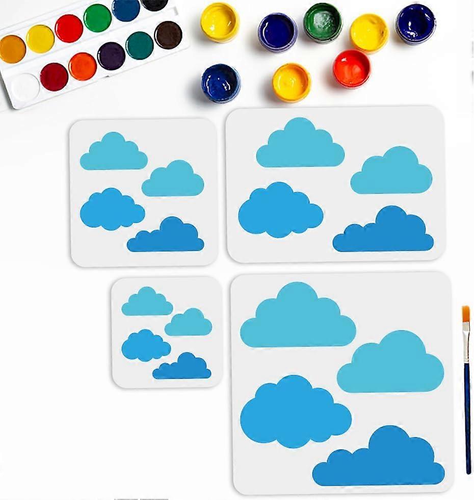 4Sizes Cloud Stencils 6~12inch Weather Sky Cloud Stencil with Paint Brush Reusable Nature Cloudy Stencil for Wood Canvas Fabric Wall Furniture Decor