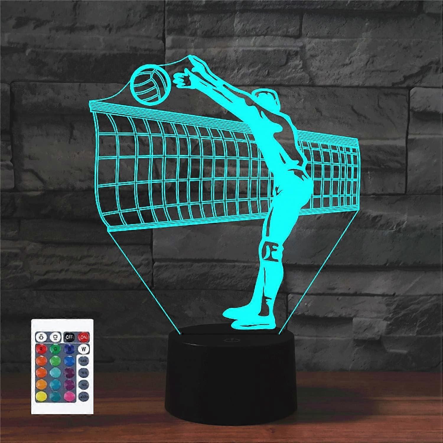 SUPERHONGJIHAO Lampada notturna per bambini, lampada LED 3D a pallavolo con telecomando, 16 cambi di colore, regalo di Natale/compleanno per bambini