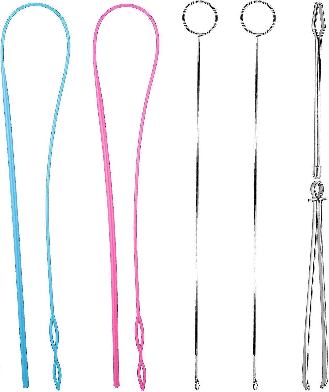 Sewing Loop Kit, Include Loop Turner Hook Flexible Drawstring Threader Metal Tweezers Long Loop Turner Tool with Latch for Fabric Belts Strips DIY Kni
