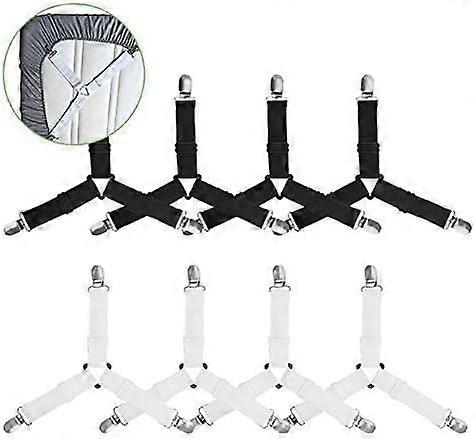 8Pcs Fitted Sheet Stretcher, 3-Way Adjustable Triangle Straps with Heavy Duty Clips, Elastic Straps for Bed Sheets for Mattress Covers and Sofa Cushio