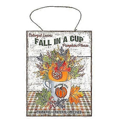 Automne dans une tasse imprimé à la main métal signe 8 x 12 pouces ou 12 x 16 pouces Mode 2362