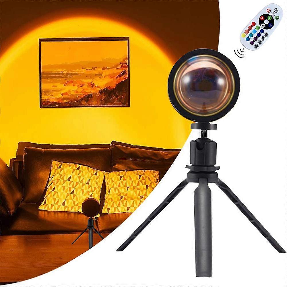 Sunset Projector LED Rainbow Projection Light USB Sunset Lamp Projector Romantic Visual LED Light with 16 Colors Modern Floor Stand Night Light for Ph