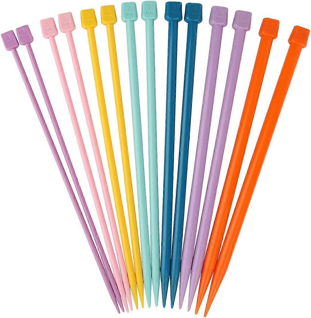 25cm Straight Knitting Needles for Kids and Adults Beginners, 7 Pairs Single Point Knitting Circular Needles 4.0mm to 10mm for Scarf Knitting DIY Home