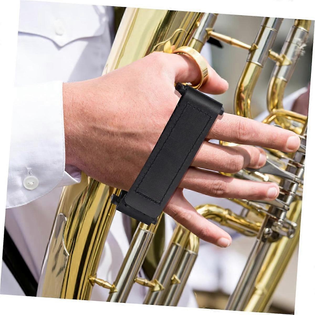 Repose-main pour cor d’harmonie Protection du cor d’harmonie avec sangle Coussinet pour instruments de musique Poignées en cuir