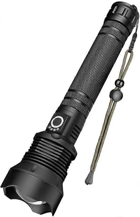 LED Flashlight - XHP70 Ultra Powerful Adjustable Zoomable Waterproof Torch Flashlight, USB Rechargeable, Includes 2*18650 Rechargeable Batteries