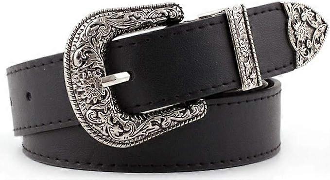 goede westerse stijl riem - vrouwen retro riem met uitgeholde bloem gesp