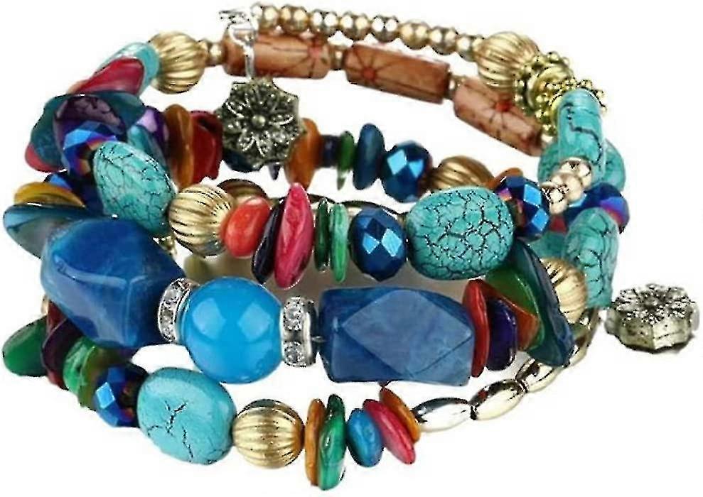 多層ビーズブレスレットヴィンテージターコイズ瑪瑙ラップバングルジュエリーGスタイル3241