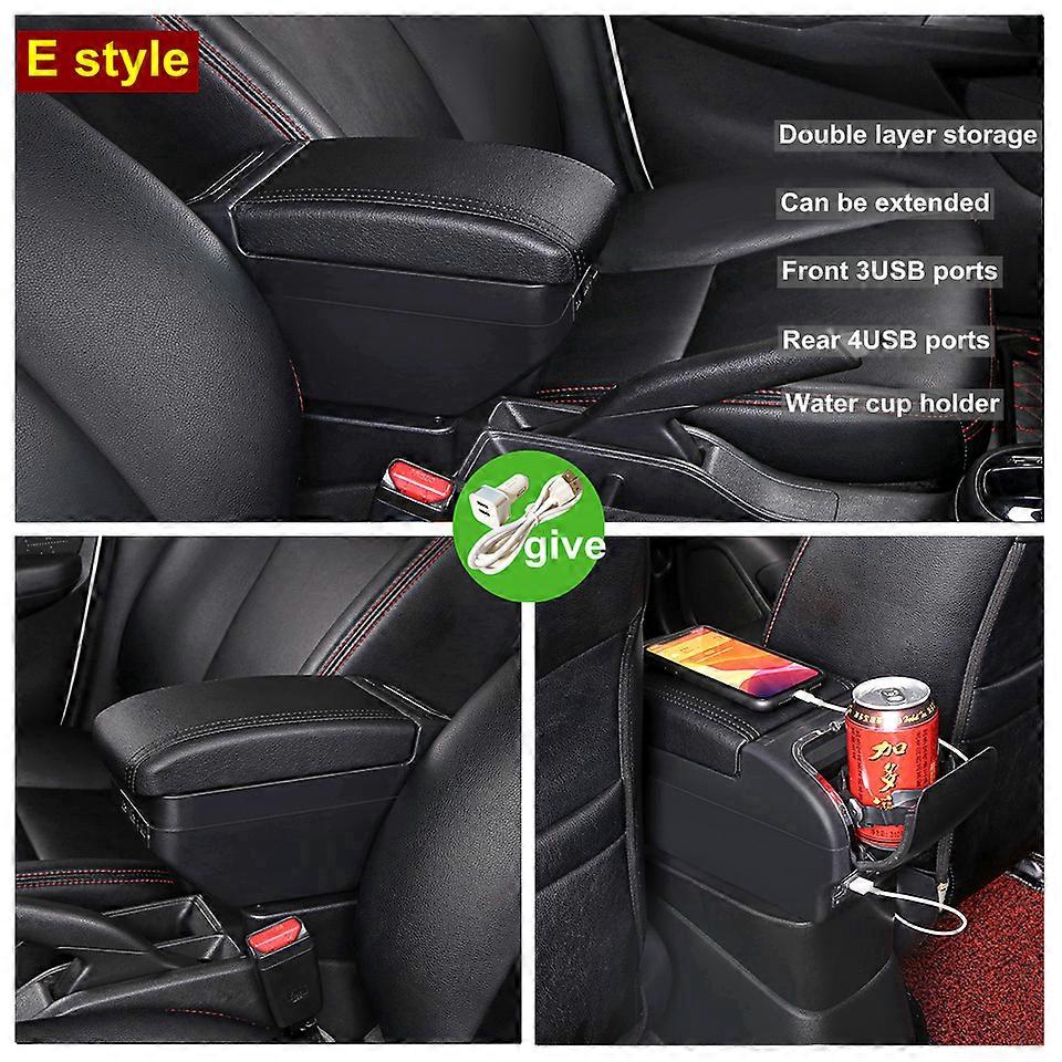 For Suzuki Jimny 2019-2022 Armrest Box Center Centre Console Storage Box Ashtray Rotatable PU Leather Dual Layer USB Charging