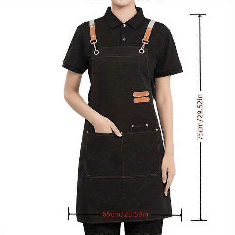 1pc Canvas Waterproof Dining Apron With Pockets, Perfect For Coffee Bars, Restaurants, Milk Tea Shop Flower Shop Coffee Baker Waterproof Waist Overall