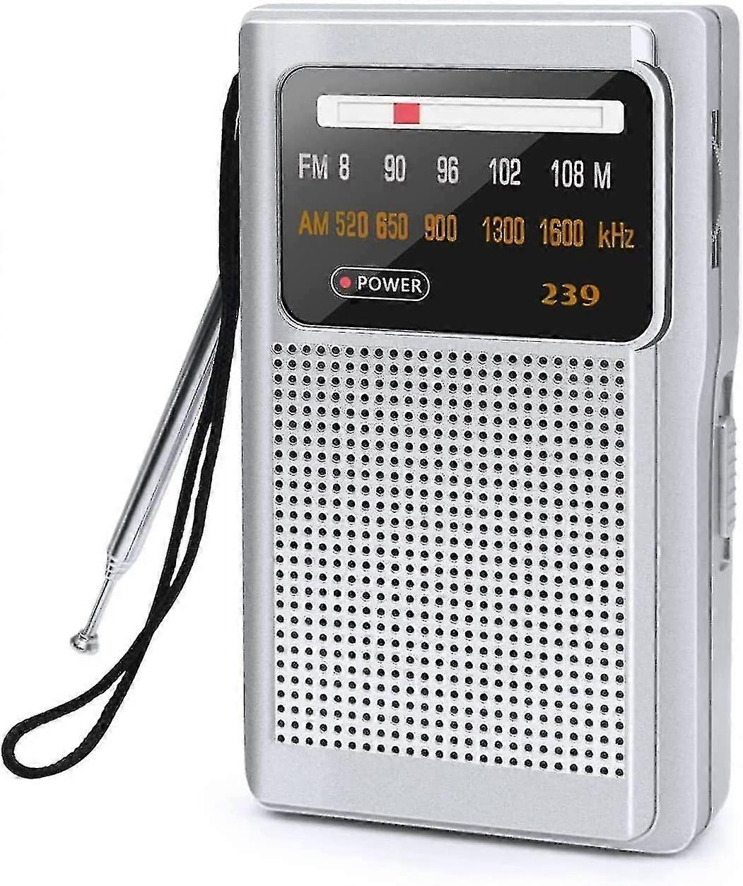 portable Radio, Am/fm Pocket Radio, Excellent Reception Transistor Radio With Headphone Jack, For Running, Camping (silver) PXCL