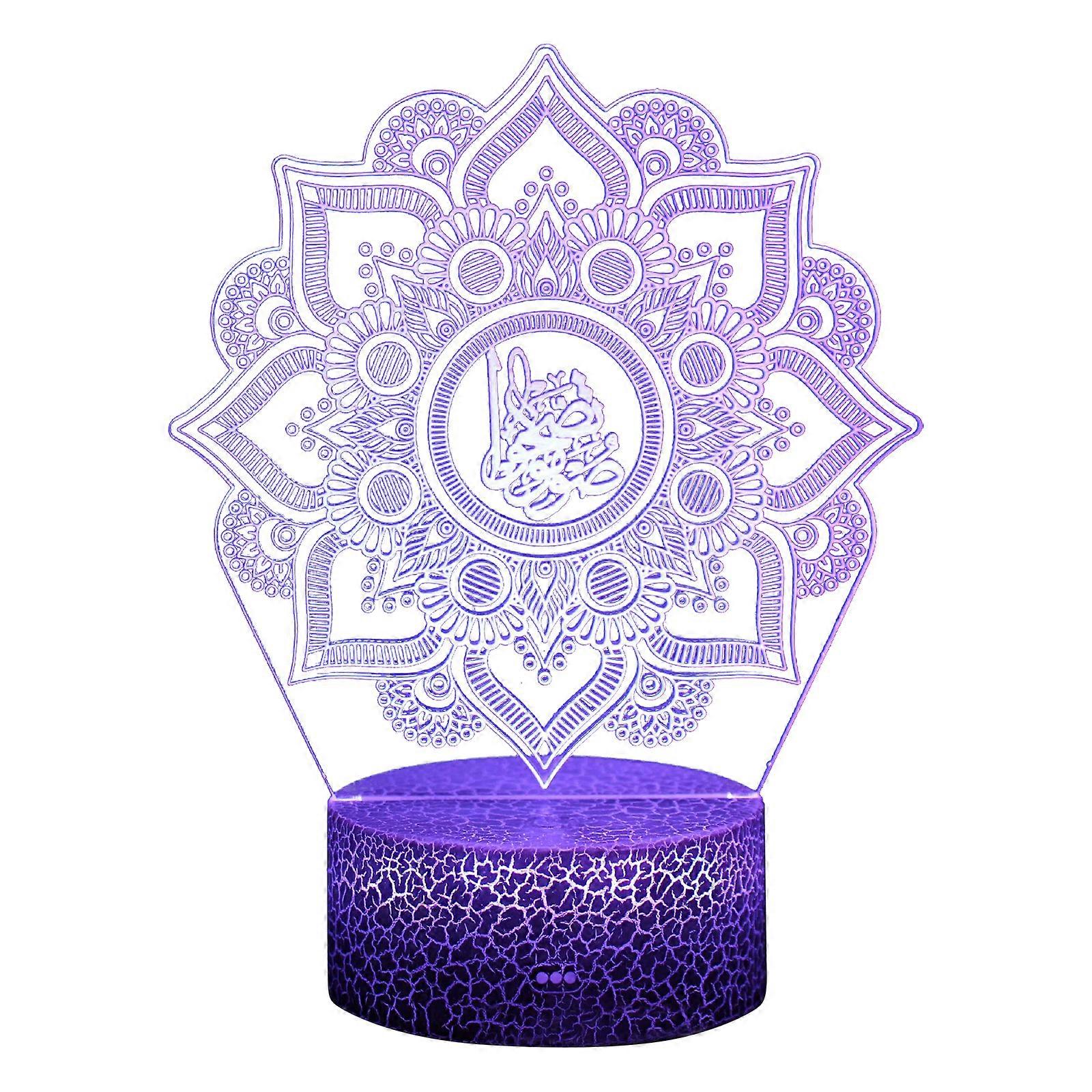 Ramadan Mubarak Deacoration Moon Remote Control Colorful Lamp Acrylic Multicolor 21.5 X 15 X 5.3cm Creative LED Light
