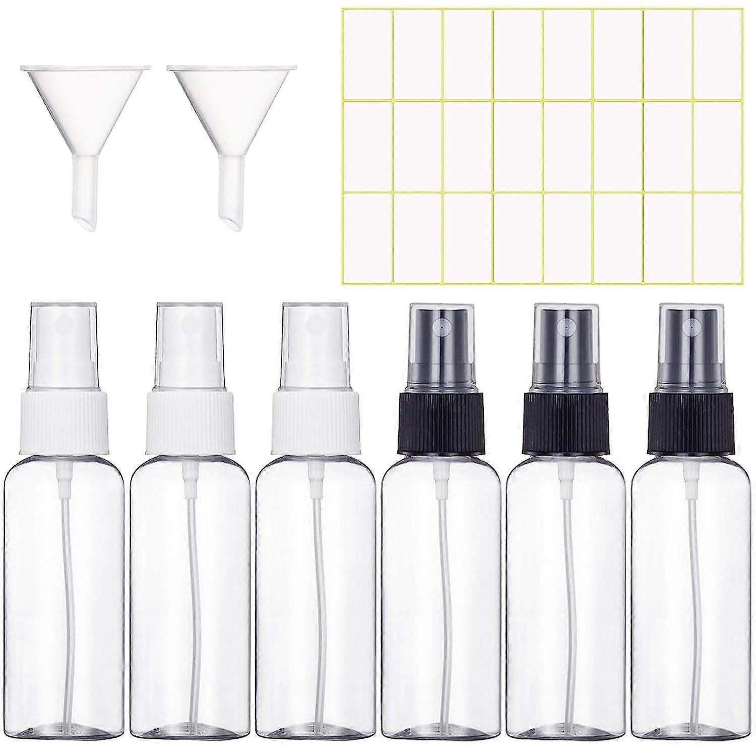 Set med 6 transparenta påfyllningsbara sprayflaskor - 50 ml kapacitet, perfekt för resor och gör-det-själv-projekt