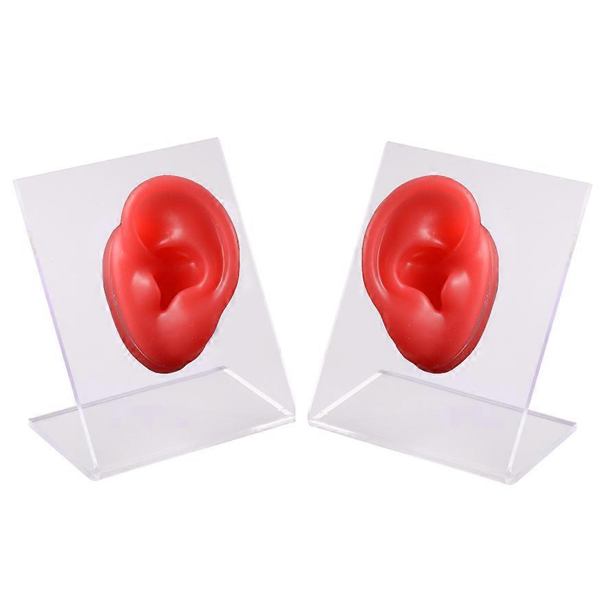 1 pair simulation silicone ear model ear studs puncture teaching training earphone earring display stand