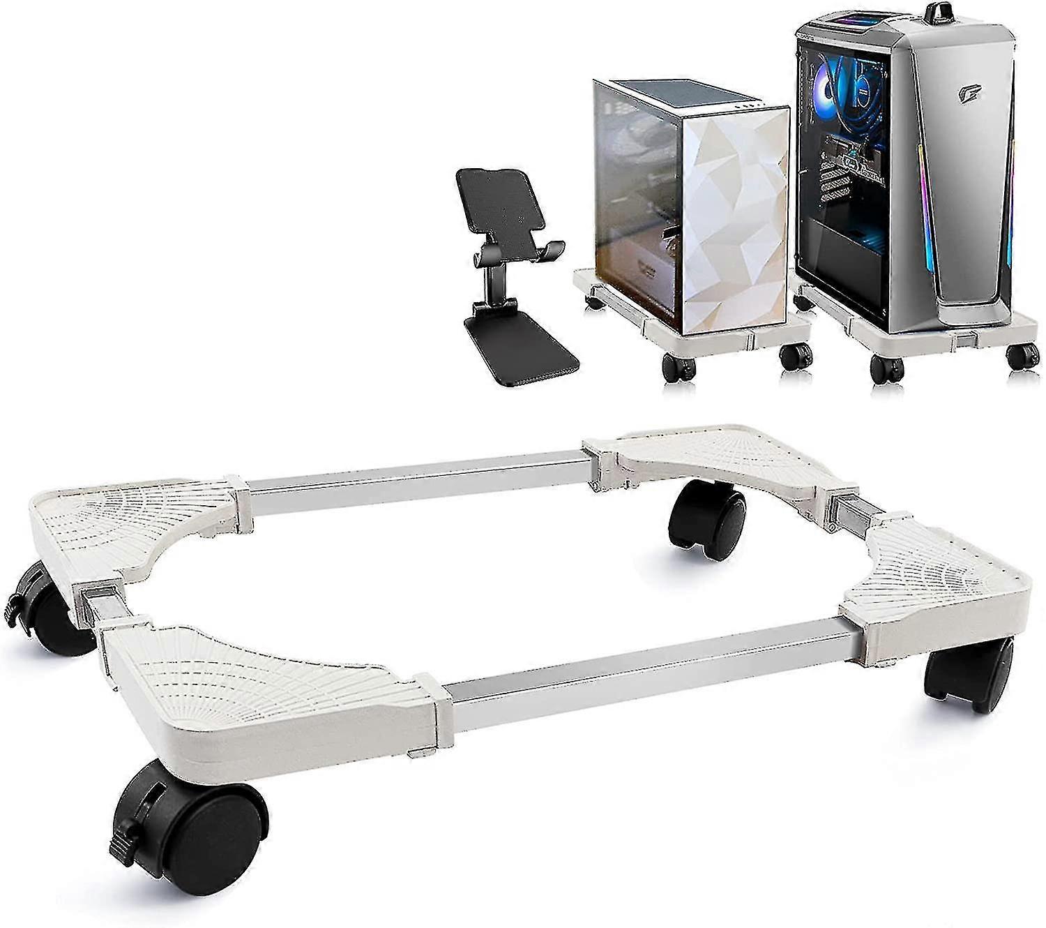 Computer Stand, Adjustable Mobile Cpu Stand With Rolling Caster Wheels