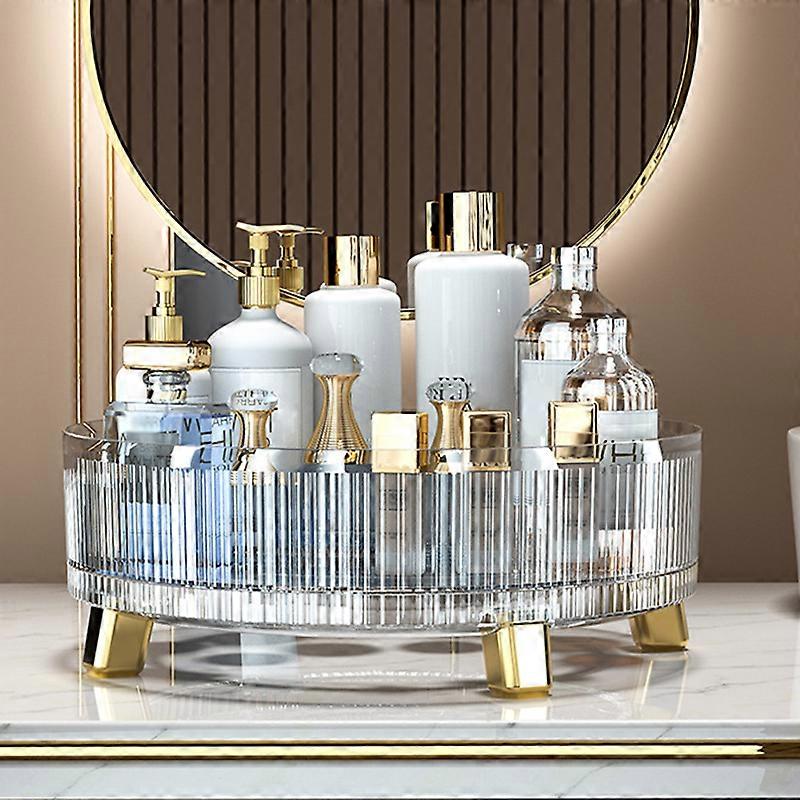 360度回転するプラスチック収納トレイ化粧品収納ボックスメイクアップオーガナイザー収納バスケットキッチンオーガナイザーサービングトレイ