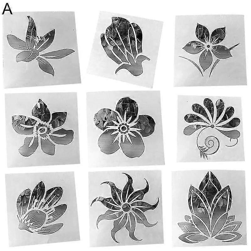 1 Set Painting Stencil Flower Pattern Multifunctional PET Paper Craft Painting Template for Wall Art