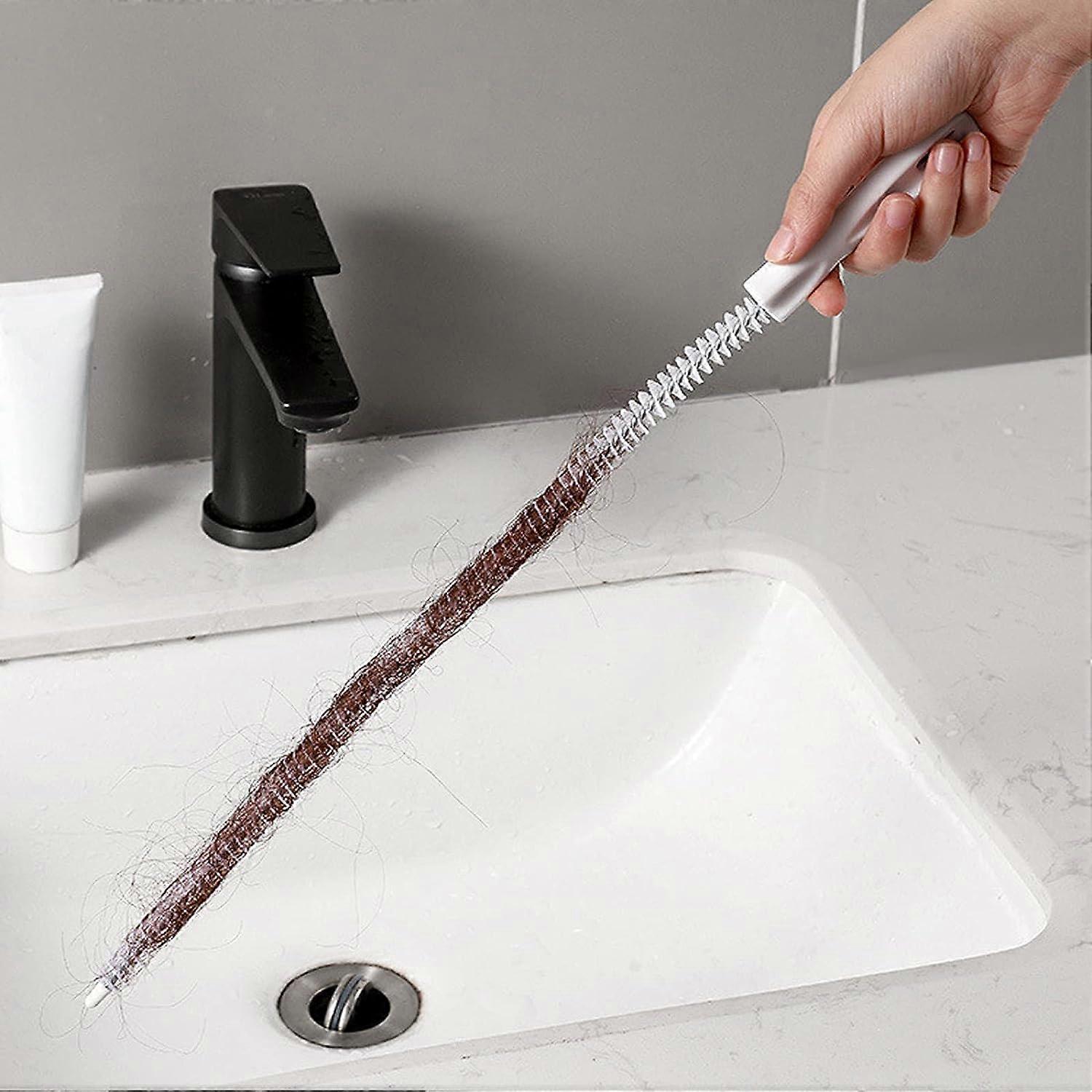 2 pack gootsteen reinigen pijp borstel, flexibele afvoer reinigen tool pijp overloop reiniger pick-up borstel voor badkamer keuken koelkast (45cm)