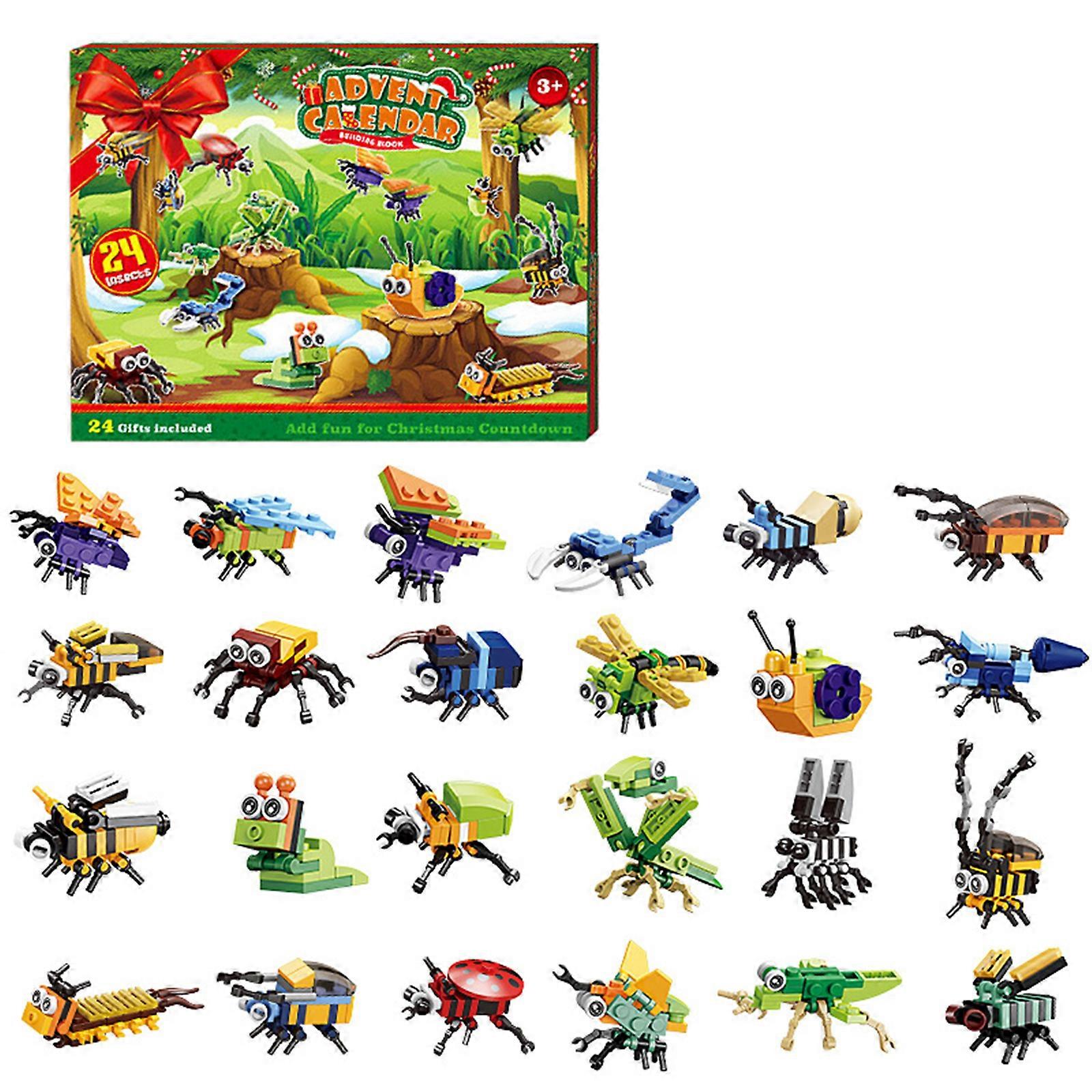 Xmas Assembled Toys Advent Calendar Animal Building Blocks Insect Combination Boxes