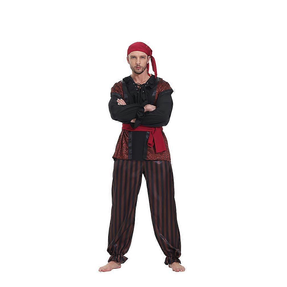 Pirate Costume Adult Men Halloween Rave Outfit Retro