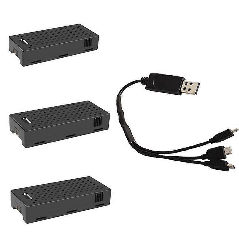 3PCS 3.7V 300mAh Li-PoバッテリーとC129 V2 RCヘリコプター用3-in-1充電ケーブルスペアパーツアクセサリーリモコンおもちゃアクセサリー