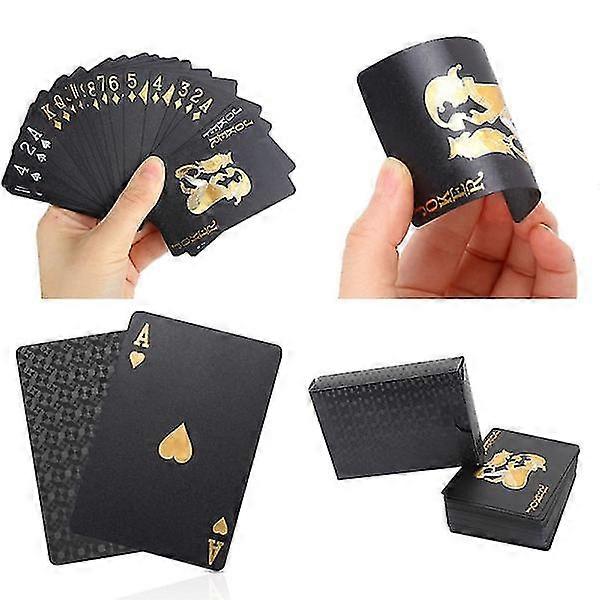 Cartas De Póquer De Plástico Impermeable PVC Impermeable Naipes Negro