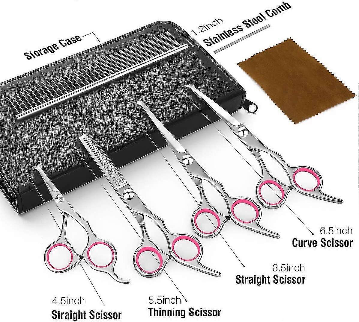 Dog Grooming Scissors Kit Professional Safety Thinning Shears Comb