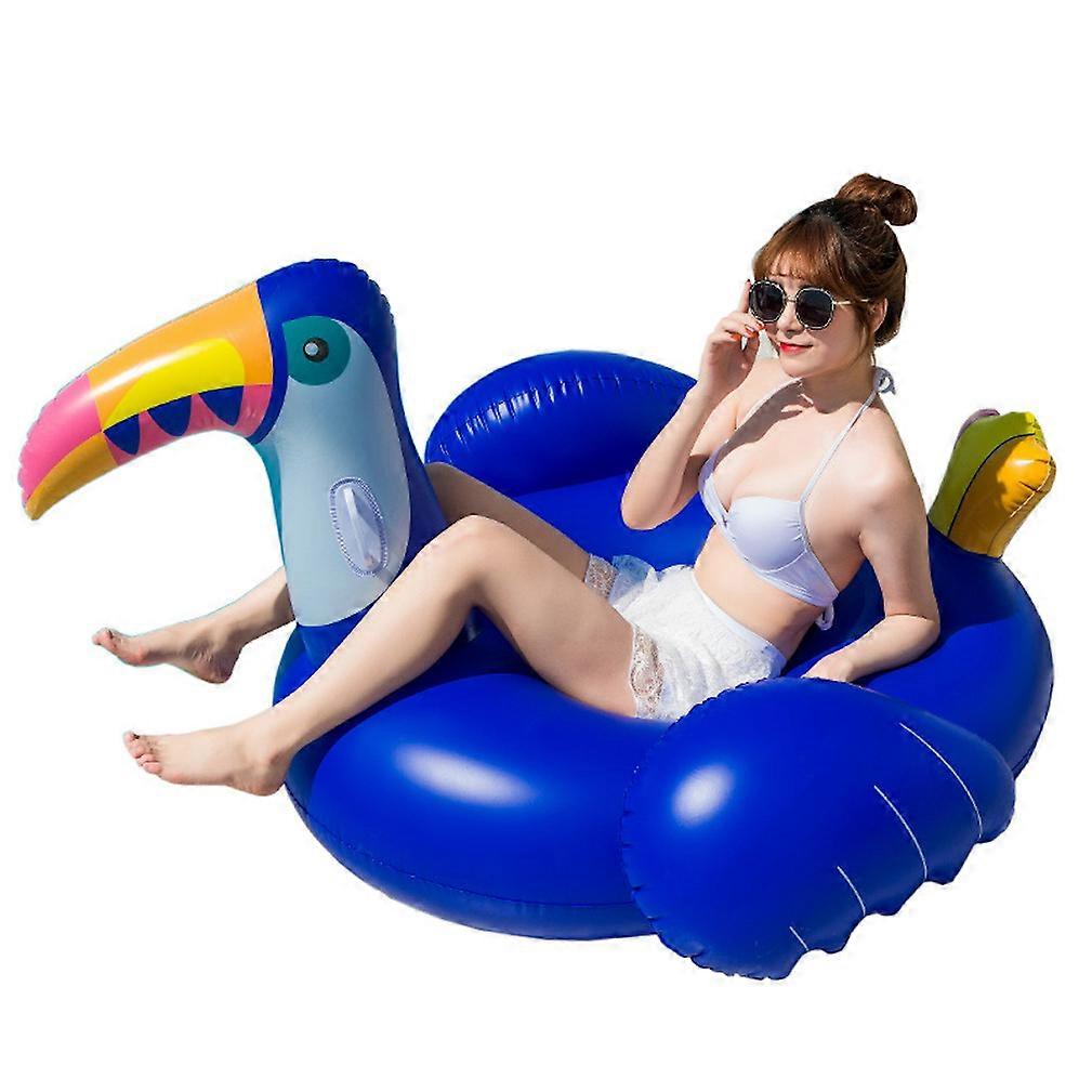 Blue Woodpecker Swimming Ring Inflatable Seat Ride On Pool Float